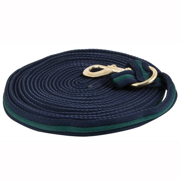 Dura-Tech Cushion Horse Lunge Line with Snap | 30 Foot Length | Color Navy/Green