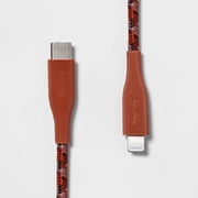 heyday 6' Lightning to USB-C Braided Cable - Ribbed Rose Pink