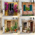 thumbnail image 2 of Retro Street Flowers Shower Curtains Spring Floral Plants Vintage Door European Style Garden Bathroom Decor Polyester with, 2 of 7