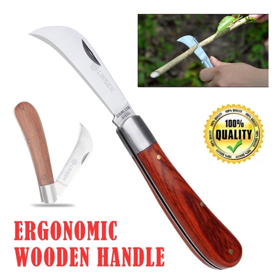 Linsen-outdoors Folding Grafting Knife with Ergonomic Comfort Grip - Multi-Purpose Garden Pruning & Weeding Tool for Precise Cuts