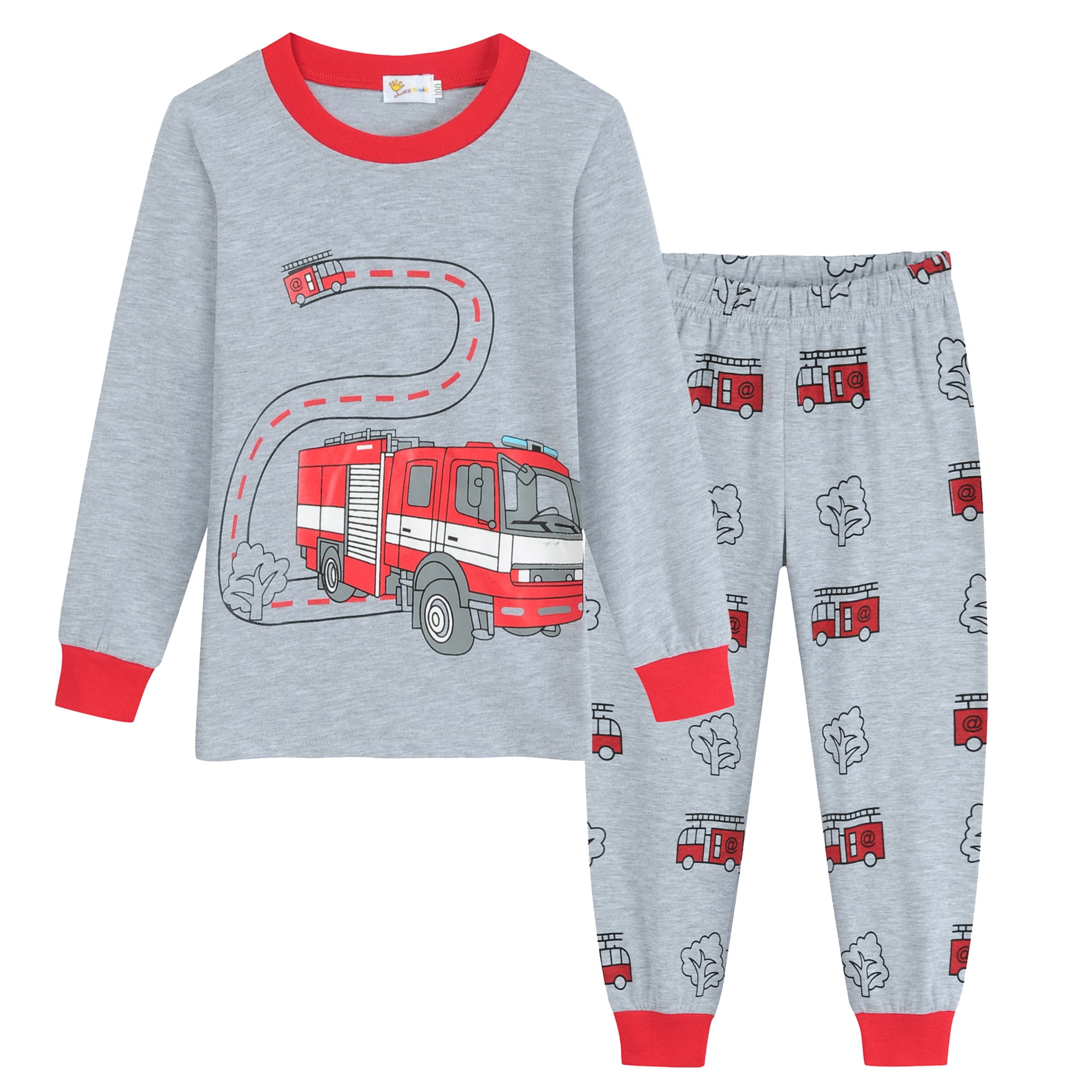 Little Hand Toddler Boy Pajamas Set Fire Truck Long Sleeve Sleepwear 4t Red