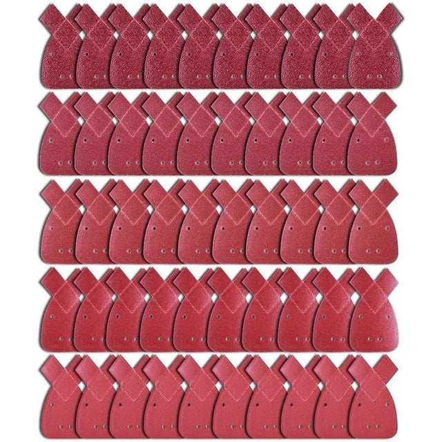 50 hojas de lija, 10 hojas de lija de grano 40/60/80/120/240, triángulos de lijado compatibles con lijadora de palma Black and Decker Detail