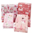 thumbnail image 6 of Pink Christmas Wrapping Paper Cute Xmas Holiday Gift Wrapping Paper for Girls Kids 8 Large Sheet Polar Bear, Snowman, Llamas, Gnomes, 6 of 8