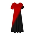 thumbnail image 4 of Giftesty Womens Summer Dresses Clearance Women's Fashion Round Neck Short Sleeve Patchwork Printed Dress Long Dresses, 4 of 4