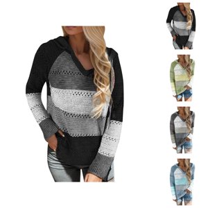 Capuches de chevet pour femmes 2025 manches longues V-Neck Chandail tricoté Hoodie Chandails à capuche Femmes Pullover