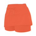 thumbnail image 6 of GEWSEY Skorts for Women Dressy Casual Plus Size High Waist Skirt with Shorts Underneath Tennis Skorts with Pockets Tummy Control Orange, 3XL, 6 of 6
