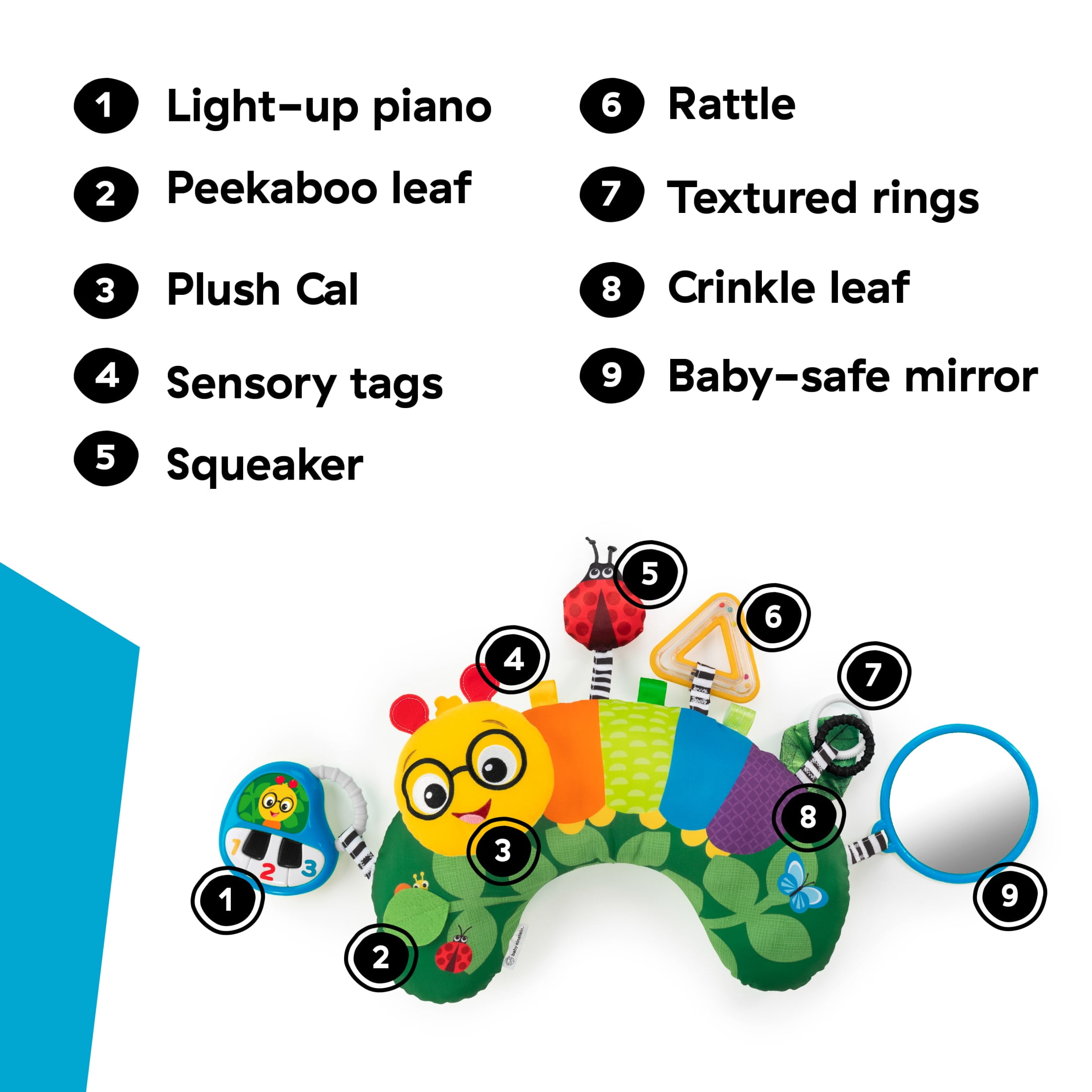 Baby Einstein Cal-a-Pillow Tummy Time Baby Activity Pillow for Ages 0+ Months