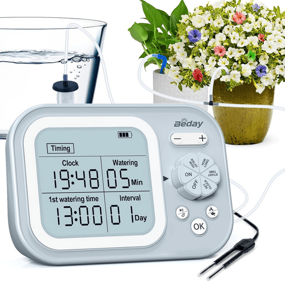Automatic Plant Waterer Indoor Self Watering System for 15 Potted Plants, Auto Drip Irrigation Kit Programmable Water Timer with Smart Humidity Detection,