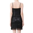 thumbnail image 4 of FOCUSNORM Femmes Fronde Robe Sans Manches sur l'Épaule V Cou Pompons Casual Partie Robe d'Été, 4 of 9
