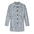 thumbnail image 4 of Herrnalise Men Winter Casual Gray Stripe Turndown Keep Warm Single-breasted Windbreaker Coat Gray, 4 of 6