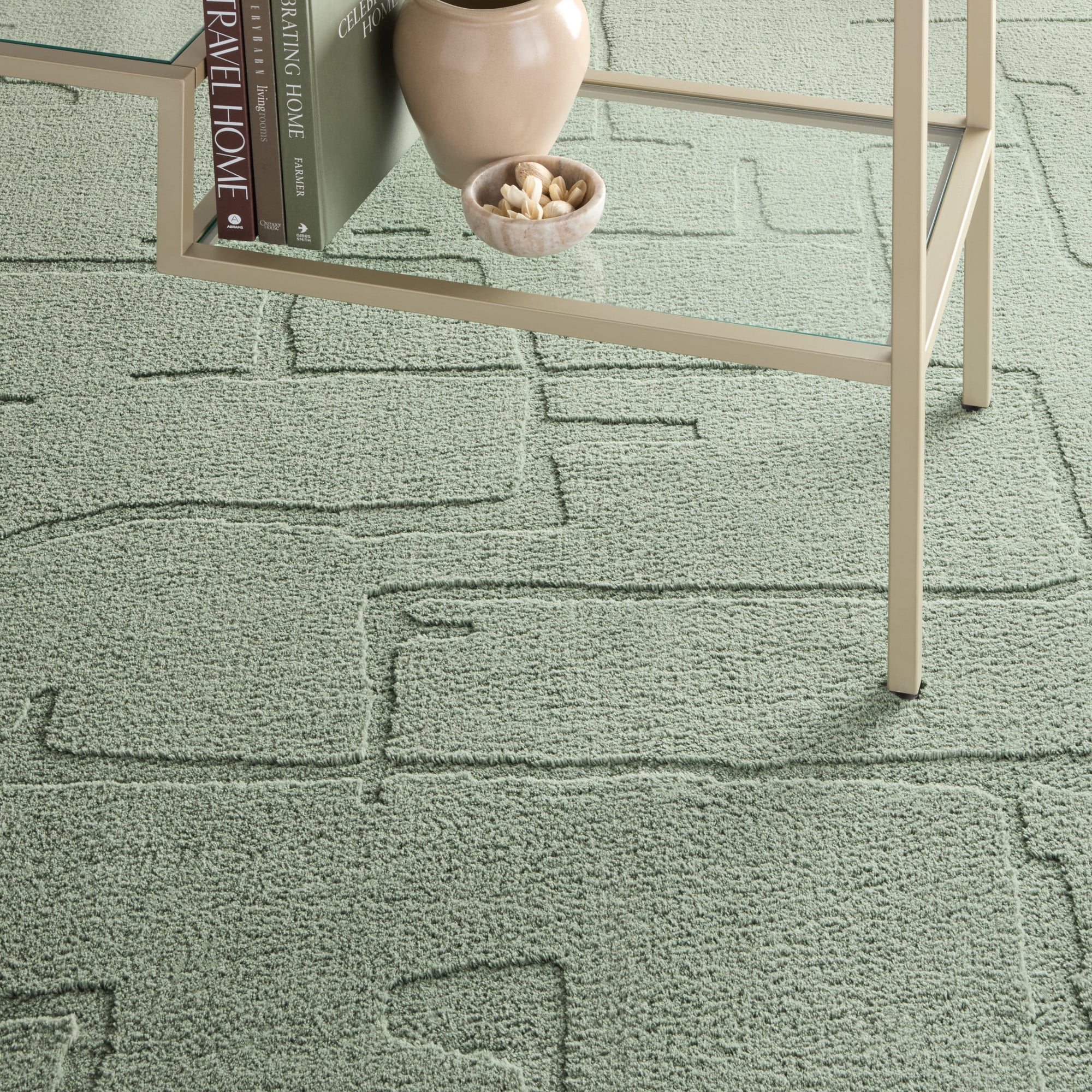 TOWN & COUNTRY EVERYDAY Rae Abstract Organic Soft Felt Everwash®, Machine Washable Area Rug with Non-Slip Backing, Abstract Rug, Sage Green, 1'7"x7'2"