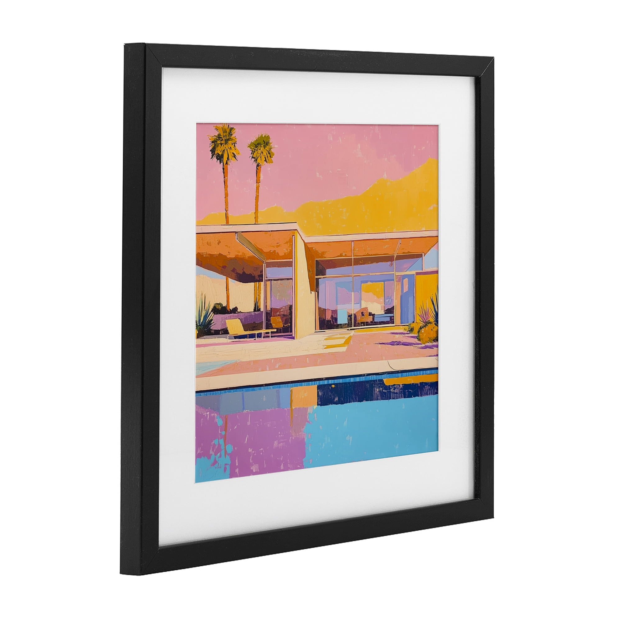 Stupell Industries Vivid Villa at Sunset Black Framed Print Under Glass, design by Walker Noble
