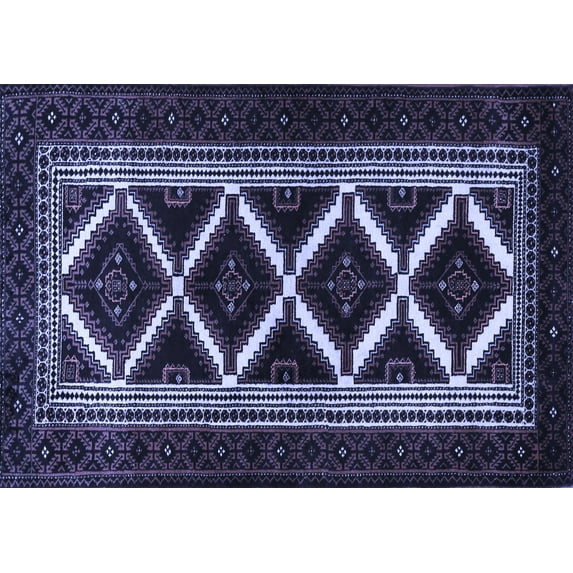 Ahgly Company Machine Washable Indoor Rectangle Persian Blue Traditional Area Rugs, 3' x 5'