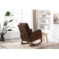 thumbnail image 4 of Rocking Chair,Mid-Century Modern Nursery Rocking Armchair ,Comfortable Fabric Rocker Padded Seat Wood Frame,Tufted Upholstered High Back Accent Chair for Home Living Room, Coffee, 4 of 7