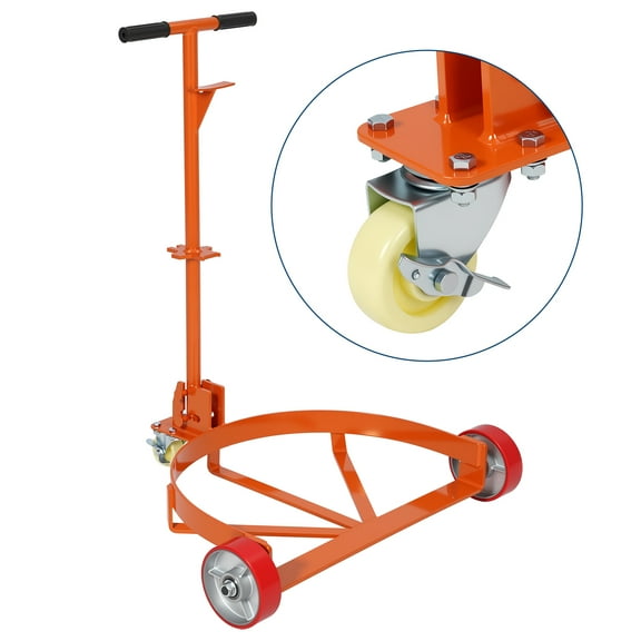 Pinypikaka 55 Gallon Drum Dolly, Heavy-Duty 1200 lbs Capacity Drum Cart with Bung Wrench Handle & Swivel Wheels with Brake, for Garages Warehouse Workshop
