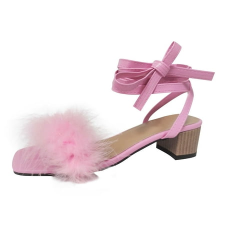 

Womens Sandals Ladies Shoes Summer Fashion Sexy Women Sandals High Heel Chunky Heel Hairy Casual Sandals Women S Sandals Pu Pink 39