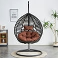 thumbnail image 4 of SUDICA Outdoor Egg Swing Chair with Stand, Black Rattan Wicker Hanging Chair with Cushion for Patio, Balcony, Garden, 4 of 10