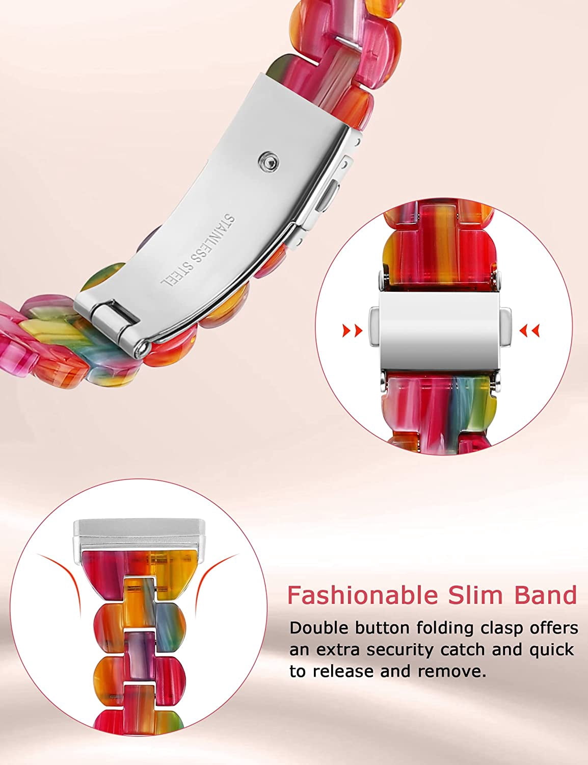 TOYOUTHS Slim Resin Bands Compatible with Fitbit Sense Bands Women, Lightweight Thin Sense Watch Bands for Fitbit Versa 3 Wristbands