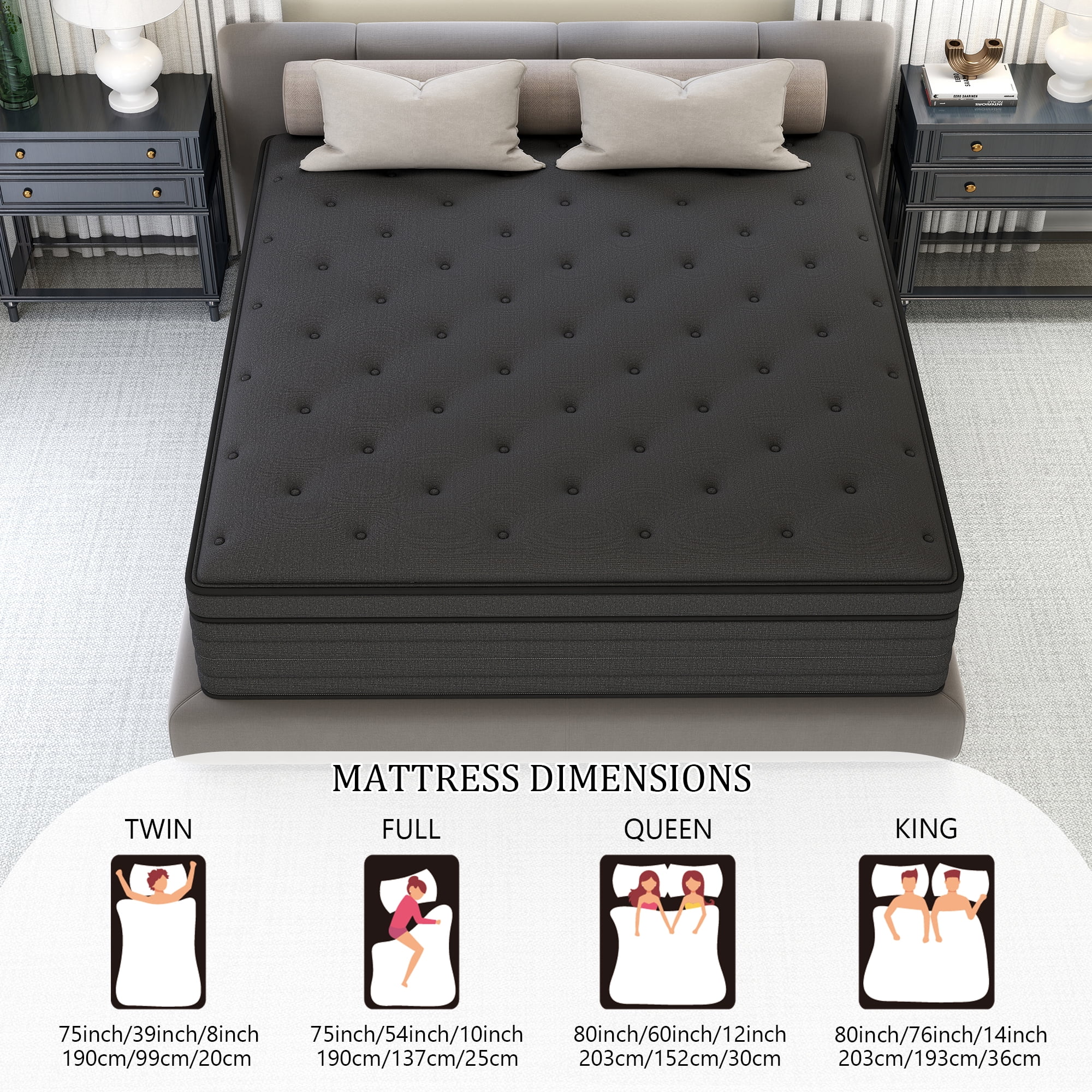 12 inch Twin Mattress,Hybrid Mattresses Medium Firm in a Box