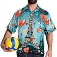 thumbnail image 4 of Eiffel Tower Valentine's Day Men's Short Sleeve Casual Printed Button Down Beach Shirts - Summer Fashion Tops, 4 of 6