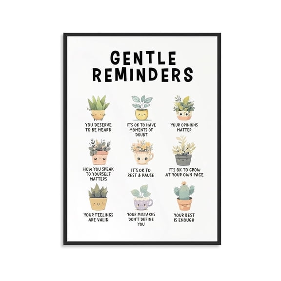 Inspirational Print with Gentle Reminders - Motivational Wall Art Poster for Office Decor and Bedroom