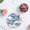 thumbnail image 4 of POGLIP Tropical Palm Leaves Flamingo Set of 4 Round Coaster for Drinks, Absorbent Ceramic Stone Coasters Cup Mat with Cork Base for Home Kitchen Room Coffee Table Bar Decor, 4 of 5