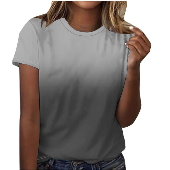 cocolona Womens Basic Cotton T-shirts Summer Crew Neck Short Sleeve Tops Fashion Casual Gradient Color Tees Blouses