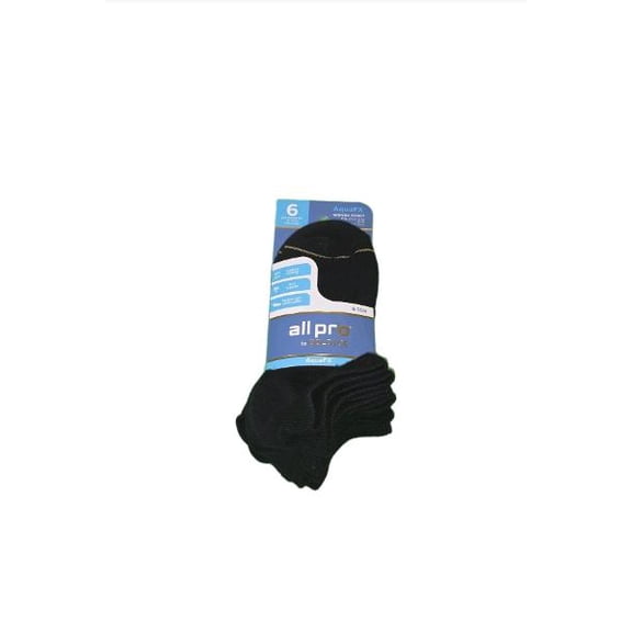 Gold Toe All Pro Womens No Show Socks 6 Pair Black AquaFX Moisture Wicking 9-11
