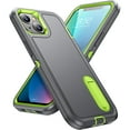 thumbnail image 5 of iPhone 13 mini Case with Built-in Metal Kickstand, Dteck 3-Layer Full Body Protection [Without Screen Protector] Rugged Heavy Duty Durable Cover Case for Apple iPhone 13 mini, Gray+Green, 5 of 8