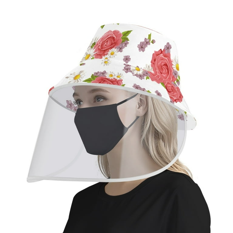 Bivenant Store Flower Print Hats Unisex Anti-spitting Protective Hat Cover  Men Women Fisherman Cap Hat