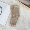 thumbnail image 2 of IDALL Fuzzy Fluffy Warm Cozy Slipper Socks for Men - Soft Comfy Fleece Sleep Socks Khaki One Size, 2 of 3
