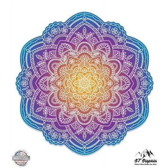 Detailed Mandala Beautiful Flower Design - 3" Vinyl Sticker - For Car Laptop I-Pad Phone Helmet Hard Hat - Waterproof Decal