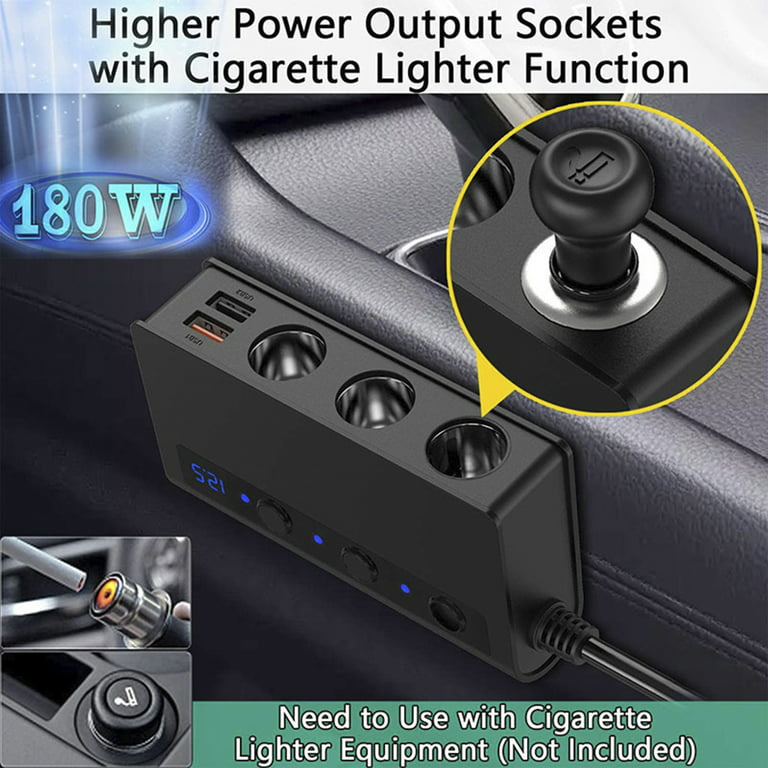 180W 12V Multi-function Car Charger Car Cigarette Lighter Socket