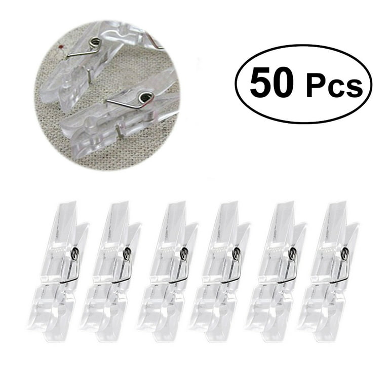 50PCS Clear Plastic Heavy Duty Spring Hanging Clips Clamps Holder Clothing  Pins Paper Photos Clothes Line Clip Clothespins Clip Hanger Clips Laundry