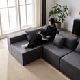 thumbnail image 4 of 4-PC Corduroy L-Shaped Sofa - Individual Movement for Easy Arrangement, 4 of 6
