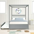 thumbnail image 3 of Clipeyh Full Size Gray Canopy Bed with Trundle Pinewood Platform Frame, 3 of 6