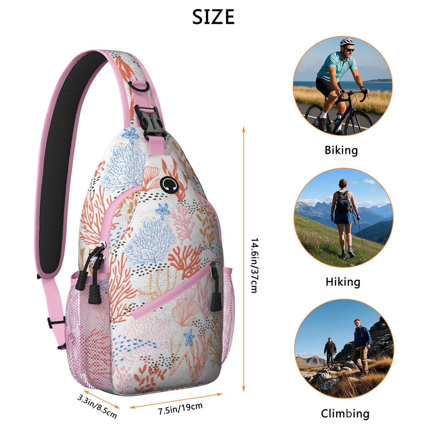 Tropical Crossbody Bag - Nautical Themed Lightweight Shoulder Backpack for Outdoor Adventures - Durable Anti-Theft Design for Beach, Travel, Urban Use