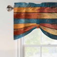 thumbnail image 4 of Farmhouse Orange Blue Yellow Tie Up Valance Curtains for Windows, Kitchen Curtains Window Treatments, Vintage Wood Country Short Window Shades Valances for Bedroom Bathroom Cafe 42"x12", 4 of 8