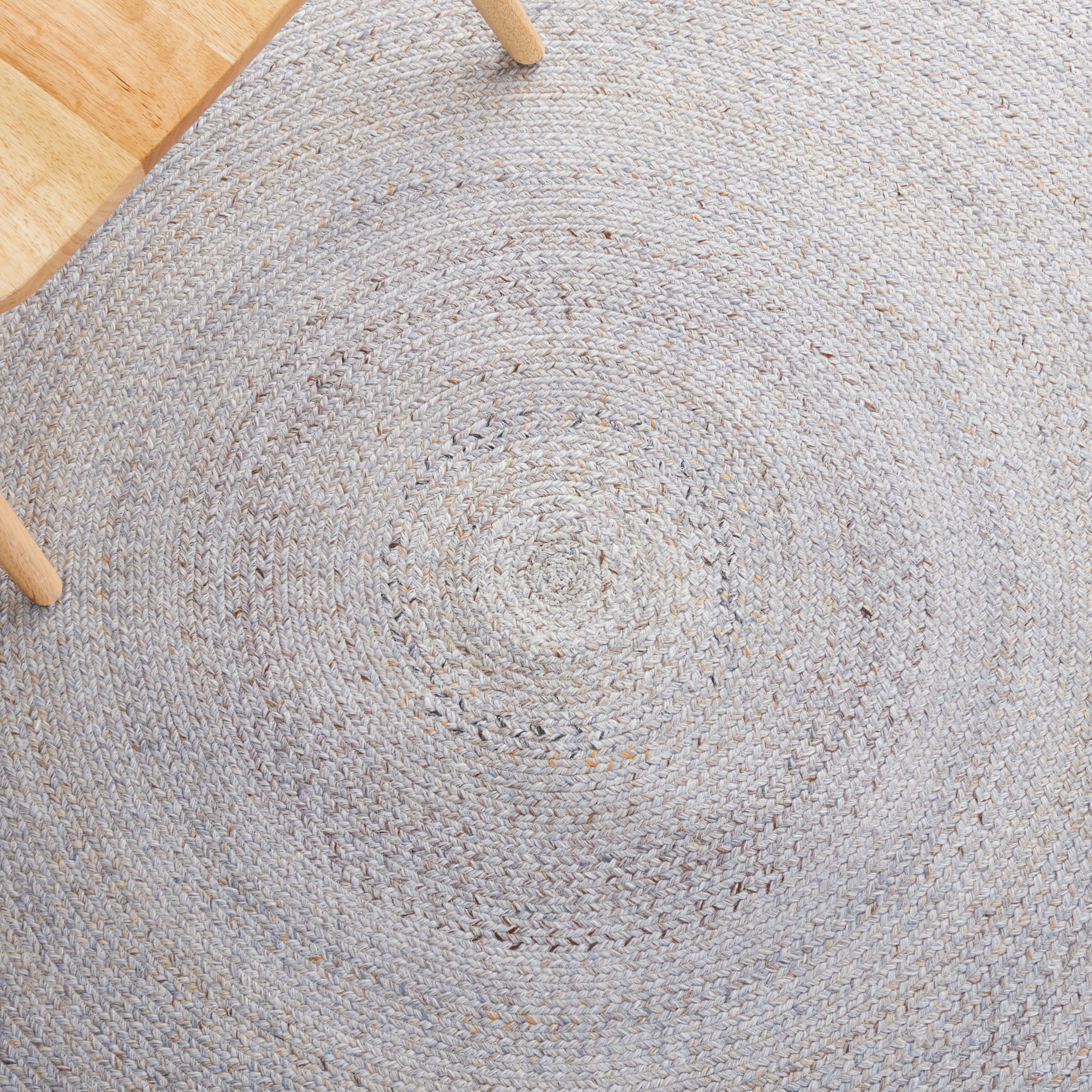 SAFAVIEH Braided Lyla Solid Polyester Reversible Area Rug, Gray/Yellow, 5' x 5' Round