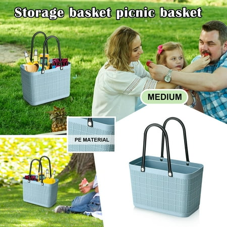 

Shopping Basket Soft Portable Picnic Basket Plastic Wash Basket Dirty Clothes Storage Basket Bath Basket Beach Travel Handbag