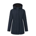 thumbnail image 3 of Women's Softshell Jacket with Hood Fleece Lined Windbreaker Zip Up Button Winter Insulated Long Warm Jacket, 3 of 5