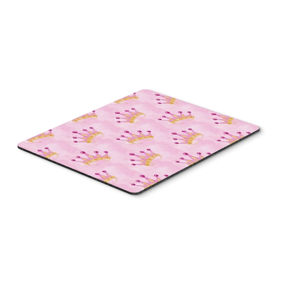 Watercolor Princess Crown on Pink Mouse Pad Hot Pad or Trivet