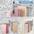 thumbnail image 4 of Silver Bathroom Towel Rail with 4 Bars 180Rotating Towel Rails SUS304 Stainless Steel 32CM Wall Mounted Towel Rails for Bathroom Kitchen Sink, 4 of 5