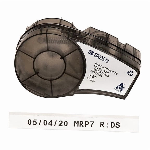 Brady Label Tape Cartridge, Black/White, Labels/Roll: Continuous M21-375-488