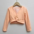 thumbnail image 5 of BRGZLK Girls Ballet Wrap Tops V-Neck Long Sleeve Thick Cotton Dance Sweater Shawl Fall Winter Coat for Kids Orange 5-6 Years, 5 of 5