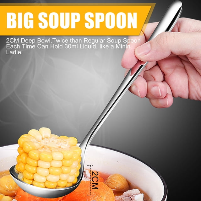 Billuyoard Cuchara de sopa de 2 piezas para el hogar, restaurante, cocina, fácil de limpiar, ligera y fácil de llevar, cuchara de arroz Mostrada