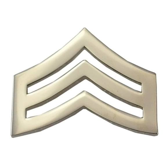 Hero's Pride SGT Chevron Insignia Pin, 1" Wide, Silver, Clutch Back, Pair