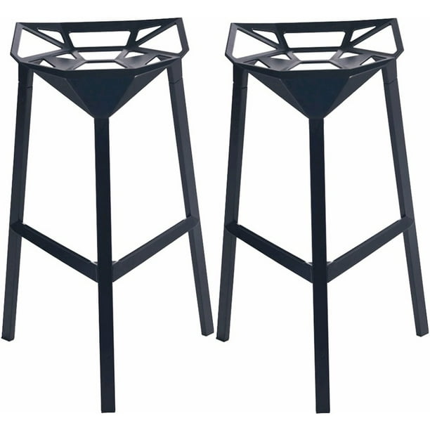 Geometric Modern Aluminum Barstool Set, Black Geometric Bar Stool
