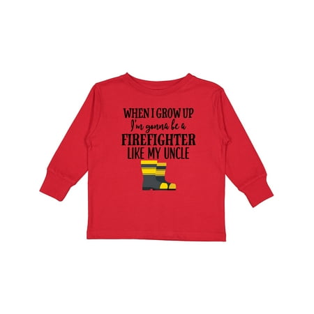 

Inktastic Future Firefighter Like My Uncle Boys or Girls Long Sleeve Toddler T-Shirt