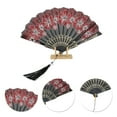 thumbnail image 3 of Unique Bargains Rose Lace with Tassel Folding Fan for Weddings and Parties 1 Pc Red, 3 of 5